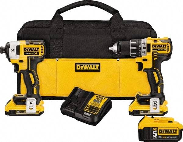 DeWALT - 20 Volt Cordless Tool Combination Kit - Includes Brushless Compact Drill/Driver & Impact Driver, Lithium-Ion Battery Included - Strong Tooling