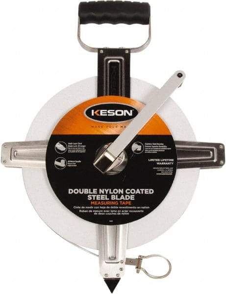 Keson - 300' x 3/8" Tape Measure - 1/10 & 1/100" Graduation - Strong Tooling