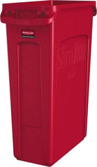 Rubbermaid - 23 Gal Red Rectangle Trash Can - Polyethylene, None Graphic, 30" High x 22" Long x 11" Wide, Lid Not Included - Strong Tooling