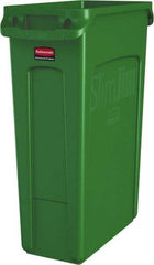 Rubbermaid - 23 Gal Green Rectangle Trash Can - Polyethylene, None Graphic, 30" High x 22" Long x 11" Wide, Lid Not Included - Strong Tooling