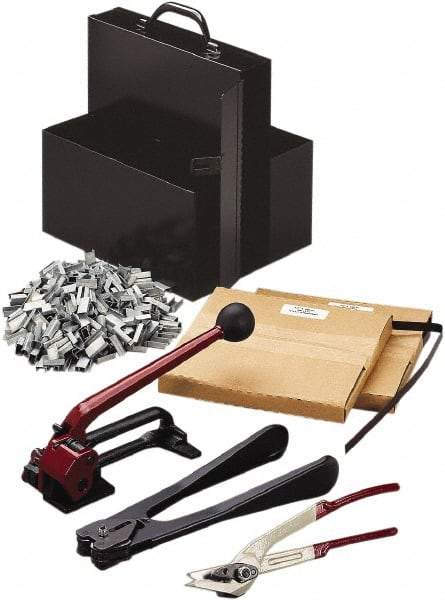 Nifty Products - Strapping Kits Type: Portable Strapping Kit Contents: (2)Steel Coils; Galvanized Steel Seals; Steel Cutter; 1/2" Crimper - Strong Tooling