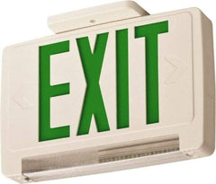 Lithonia Lighting - 1 Face, 2.32 Watt, White, Thermoplastic, LED, Illuminated Exit Sign - 120/277 VAC, Nickel Cadmium, Surface Mounted, Wall Mounted - Strong Tooling