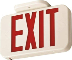 Lithonia Lighting - 1 Face, 0.8 Watt, White, Thermoplastic, LED, Illuminated Exit Sign - 120/277 VAC, Nickel Cadmium, Surface Mounted, Wall Mounted - Strong Tooling