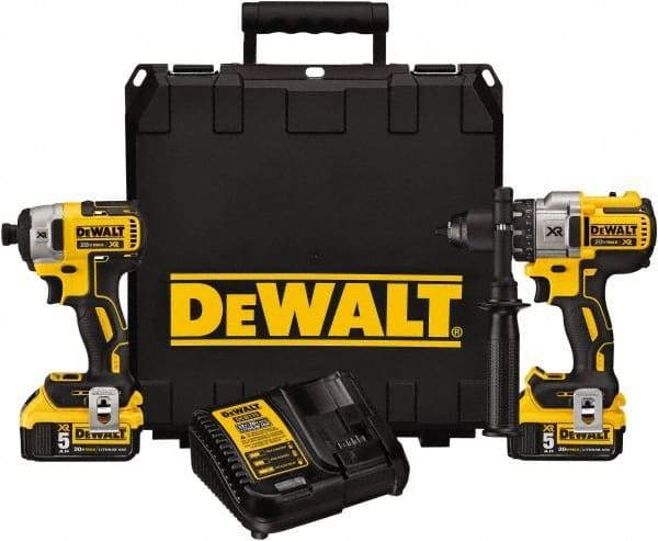 DeWALT - 20 Volt Cordless Tool Combination Kit - Includes 1/2" Brushless Hammerdrill & 1/4" Brushless Compact Impact Driver, Lithium-Ion Battery Included - Strong Tooling