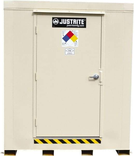 Justrite - 4 Drum, 71 Gal Sump Capacity, Locker - 6' Long x 5-1/2' Wide x 6.25' High, Galvanized Steel - Strong Tooling