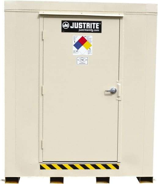 Justrite - 12 Drum, 221 Gal Sump Capacity, Locker - 7.33' Long x 10' Wide x 8.08' High, Galvanized Steel - Strong Tooling