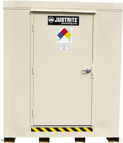 Justrite - 4 Drum, 80 Gal Sump Capacity, Locker - 6' Long x 5-1/2' Wide x 6.25' High, Galvanized Steel - Strong Tooling