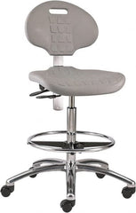 Bevco - 20-1/2 to 30-1/2" High Adjustable Height Swivel Stool - 27" Wide x 27" Deep, Polyurethane Seat, Gray - Strong Tooling