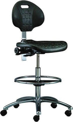 Bevco - 20-1/2 to 30-1/2" High Adjustable Height Swivel Stool - 27" Wide x 27" Deep, Polyurethane Seat, Black - Strong Tooling