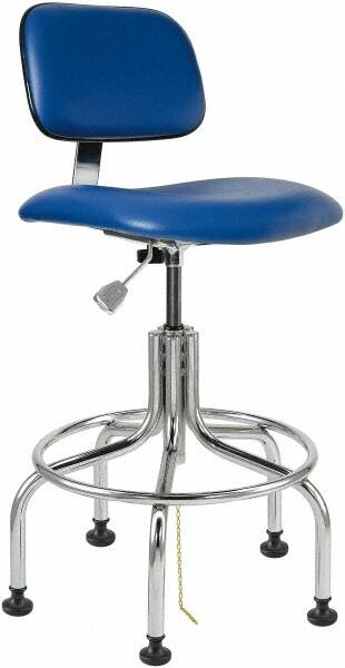 Bevco - 24-1/2 to 29-1/2" High Adjustable Height Swivel Stool - 22" Wide x 22" Deep, Vinyl Seat, Blue - Strong Tooling