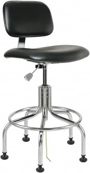 Bevco - 24-1/2 to 29-1/2" High Adjustable Height Swivel Stool - 22" Wide x 22" Deep, Vinyl Seat, Black - Strong Tooling