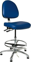 Bevco - 19 to 26-1/2" High Adjustable Height Swivel Stool - 27" Wide x 27" Deep, Vinyl Seat, Blue - Strong Tooling