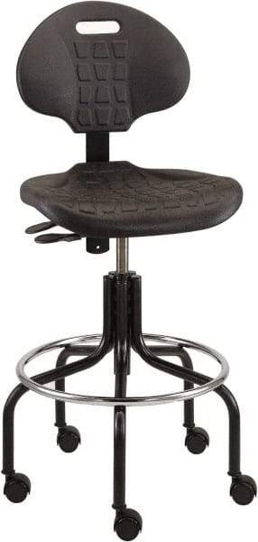 Bevco - 25 to 30" High Adjustable Height Swivel Stool - 27" Wide x 22" Deep, Polyurethane Seat, Black - Strong Tooling