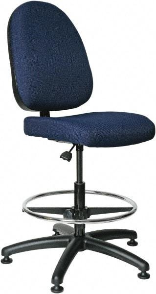 Bevco - 20 to 27-1/2" High Adjustable Height Swivel Stool - 27" Wide x 27" Deep, 100% Olefin Seat, Navy - Strong Tooling