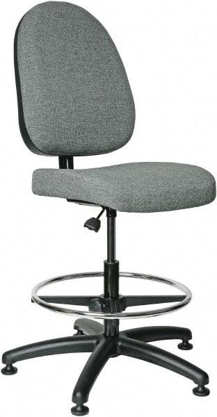 Bevco - 20 to 27-1/2" High Adjustable Height Swivel Stool - 27" Wide x 27" Deep, 100% Olefin Seat, Gray - Strong Tooling