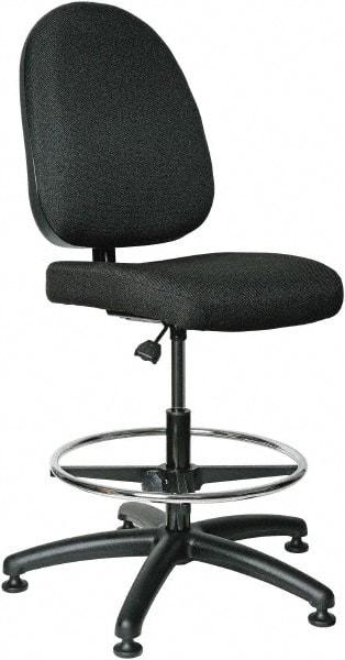 Bevco - 20 to 27-1/2" High Adjustable Height Swivel Stool - 27" Wide x 27" Deep, 100% Olefin Seat, Black - Strong Tooling