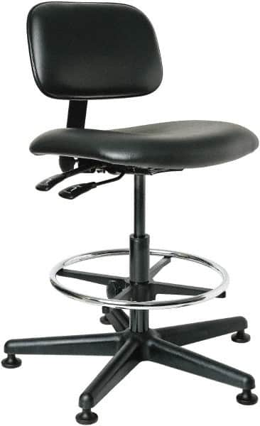 Bevco - 19-1/2 to 27" High Adjustable Height Swivel Stool - 27" Wide x 27" Deep, Vinyl Seat, Black - Strong Tooling