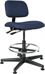 Bevco - 19-1/2 to 27" High Adjustable Height Swivel Stool - 27" Wide x 27" Deep, 100% Olefin Seat, Navy - Strong Tooling