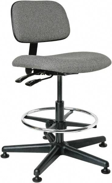 Bevco - 19-1/2 to 27" High Adjustable Height Swivel Stool - 27" Wide x 27" Deep, 100% Olefin Seat, Gray - Strong Tooling