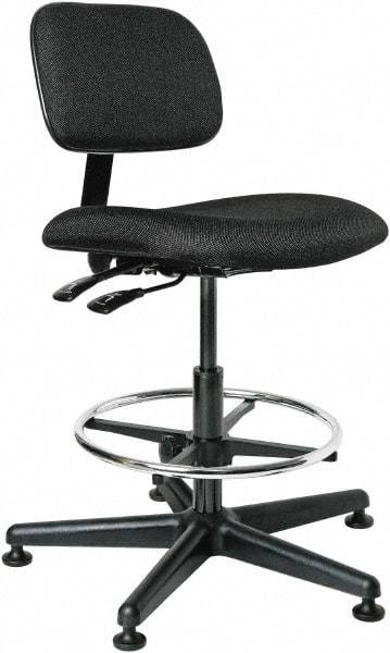 Bevco - 19-1/2 to 27" High Adjustable Height Swivel Stool - 27" Wide x 27" Deep, 100% Olefin Seat, Black - Strong Tooling