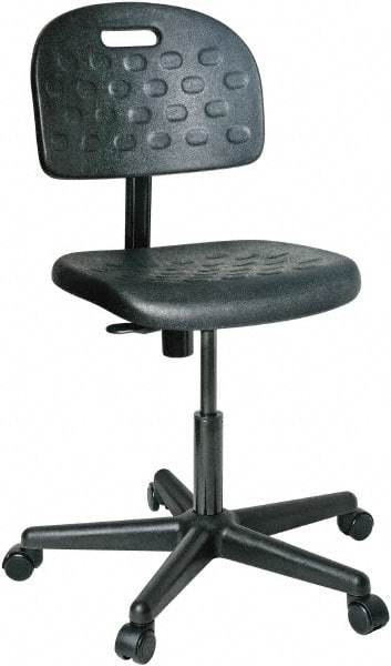 Bevco - 16 to 21" High Adjustable Height Swivel Stool - 25" Wide x 25" Deep, Polyurethane Seat, Black - Strong Tooling