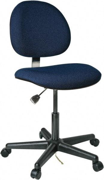 Bevco - 17 to 22" High Adjustable Height Swivel Stool - 25" Wide x 25" Deep, Conductive Cloth Seat, Navy - Strong Tooling