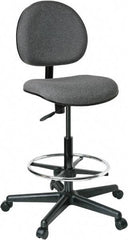 Bevco - 21 to 31" High Adjustable Height Swivel Stool - 27" Wide x 27" Deep, 100% Olefin Seat, Gray - Strong Tooling