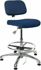 Bevco - 19 to 26-1/2" High Adjustable Height Swivel Stool - 27" Wide x 27" Deep, Conductive Cloth Seat, Navy - Strong Tooling