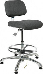 Bevco - 19 to 26-1/2" High Adjustable Height Swivel Stool - 27" Wide x 27" Deep, Conductive Cloth Seat, Gray - Strong Tooling