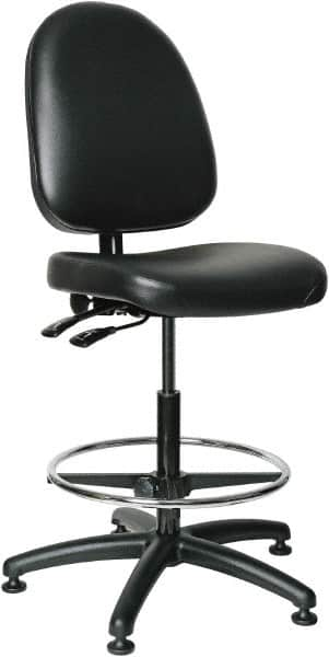 Bevco - 24 to 34" High Adjustable Height Swivel Stool - 27" Wide x 27" Deep, Vinyl Seat, Black - Strong Tooling