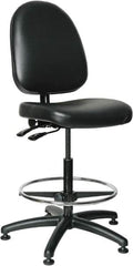 Bevco - 24 to 34" High Adjustable Height Swivel Stool - 27" Wide x 27" Deep, Vinyl Seat, Black - Strong Tooling