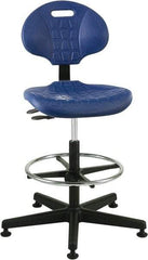 Bevco - 21 to 31" High Adjustable Height Swivel Stool - 27" Wide x 27" Deep, Polyurethane Seat, Blue - Strong Tooling