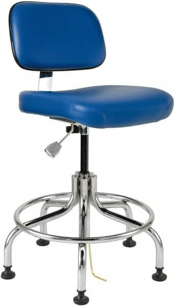 Bevco - 20 to 25" High Adjustable Height Swivel Stool - 22" Wide x 22" Deep, ESD Vinyl Seat, Blue - Strong Tooling