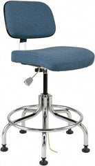 Bevco - 20 to 25" High Adjustable Height Swivel Stool - 27" Wide x 22" Deep, Conductive Cloth Seat, Slate Blue - Strong Tooling