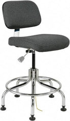 Bevco - 20 to 25" High Adjustable Height Swivel Stool - 27" Wide x 22" Deep, Conductive Cloth Seat, Gray - Strong Tooling