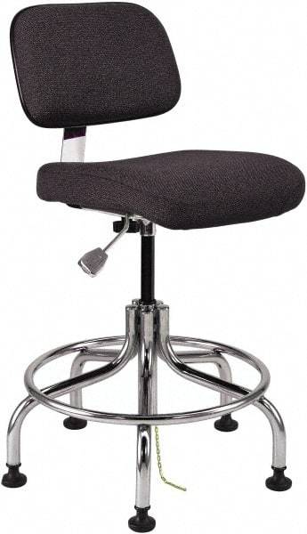 Bevco - 20 to 25" High Adjustable Height Swivel Stool - 27" Wide x 22" Deep, Conductive Cloth Seat, Ebony - Strong Tooling