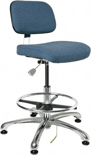 Bevco - 19 to 26-1/2" High Adjustable Height Swivel Stool - 27" Wide x 27" Deep, Conductive Cloth Seat, Slate Blue - Strong Tooling