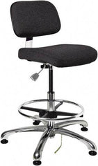 Bevco - 19 to 26-1/2" High Adjustable Height Swivel Stool - 27" Wide x 27" Deep, Conductive Cloth Seat, Ebony - Strong Tooling