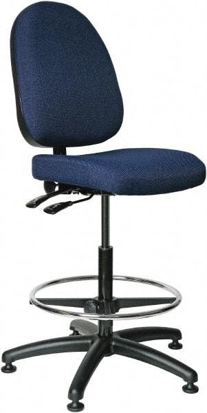 Bevco - 24 to 34" High Adjustable Height Swivel Stool - 27" Wide x 27" Deep, 100% Olefin Seat, Navy - Strong Tooling