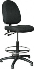 Bevco - 24 to 34" High Adjustable Height Swivel Stool - 27" Wide x 27" Deep, 100% Olefin Seat, Black - Strong Tooling