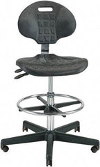 Bevco - 21 to 31" High Adjustable Height Swivel Stool - 27" Wide x 27" Deep, Polyurethane Seat, Black - Strong Tooling