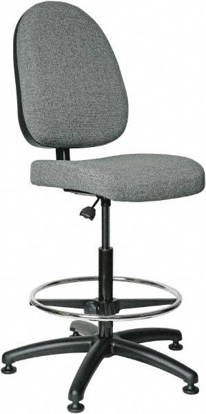 Bevco - 24 to 34" High Adjustable Height Swivel Stool - 27" Wide x 27" Deep, 100% Olefin Seat, Gray - Strong Tooling