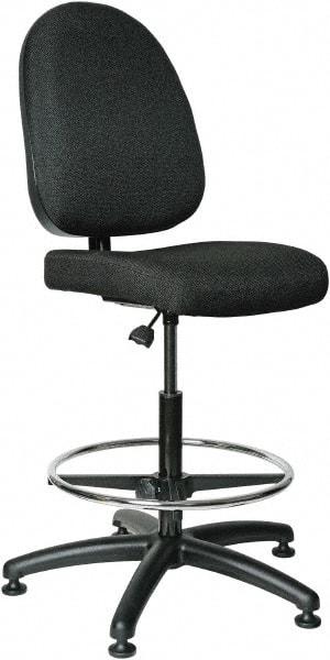 Bevco - 24 to 34" High Adjustable Height Swivel Stool - 27" Wide x 27" Deep, 100% Olefin Seat, Black - Strong Tooling