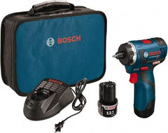 Bosch - 12 Volt 3/8" Chuck Pistol Grip Handle Cordless Drill - 0-400 & 0-1400 RPM, Reversible, 2 Lithium-Ion Batteries Included - Strong Tooling