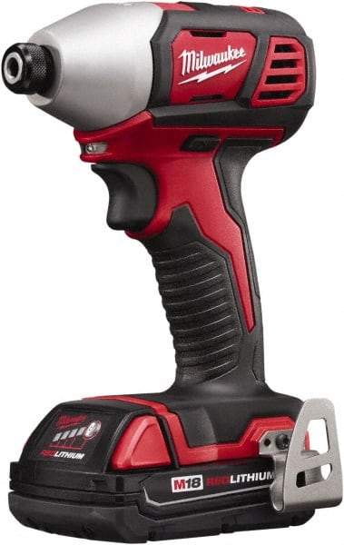 Milwaukee Tool - 18 Volt, 1/4" Drive, 125 Ft/Lb Torque, Cordless Impact Driver - Pistol Grip Handle, 2750 RPM, 2 Lithium-Ion Batteries Included - Strong Tooling