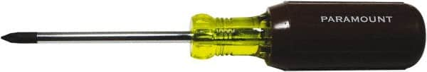 Paramount - #1, Standard Phillips Screwdriver - 3" Blade Length, Round Shank, Acetate with Rubber Grip Handle - Strong Tooling