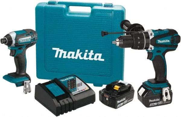 Makita - 18 Volt Cordless Tool Combination Kit - Includes 1/2" Hammer Drill/Driver & Impact Driver, Lithium-Ion Battery Included - Strong Tooling