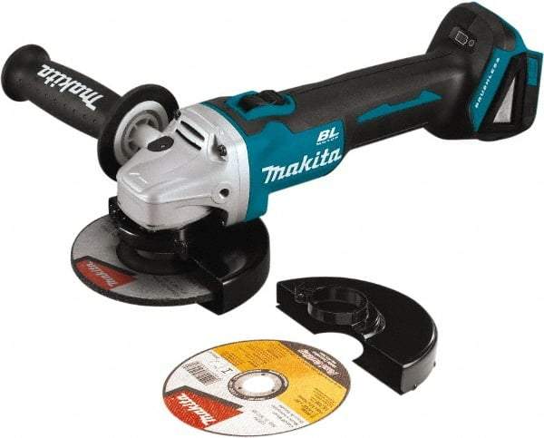 Makita - 5" Wheel Diam, 8,500 RPM, Cordless Angle & Disc Grinder - 5/8-11 Spindle, 18 Volts - Strong Tooling