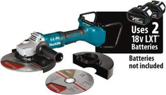 Makita - 9" Wheel Diam, 6,000 RPM, Cordless Angle & Disc Grinder - 5/8-11 Spindle, 18 Volts - Strong Tooling