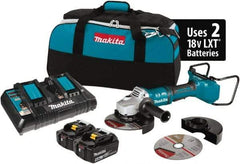 Makita - 7" Wheel Diam, 7,700 RPM, Cordless Angle & Disc Grinder - 5/8-11 Spindle, 18 Volts - Strong Tooling